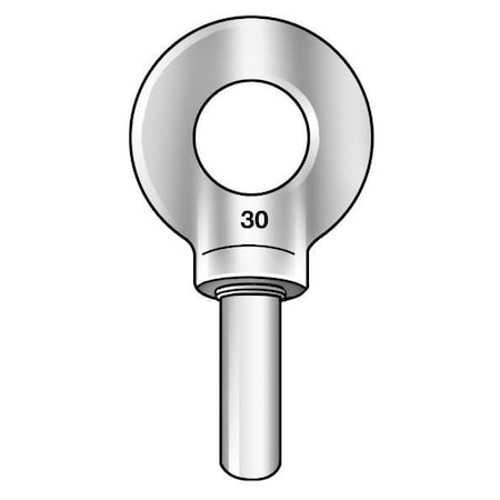 Eye Bolt With Shoulder, Unthreaded, 3-1/2 in Shank, 2-1/2 in ID, Steel, Plain
