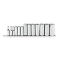 3/8" Drive 13 Piece Deep Socket Set - 6 Point, Skt St, Chrm, 5/16-7/8 in, 6Pt