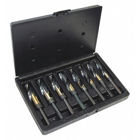 8PC 1/2 Reduced Shank Silver & Deming Drill Set Cle-Line 1877 Black & Gold HSS 9/16-1IN