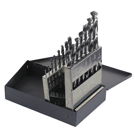 15PC 1/16-1/2x1/32 HSS 118 Degree General Purpose Jobber Length Drill Set Cle-Line 1898 Bright RHS/RHC