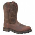 Men's Western Boot, 10 1/2 D, Steel Toe, 10" H, Brown, 10014241