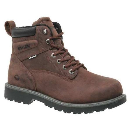 Men's 6-Inch Work Boot, 9 1/2 M, Steel Toe, 6 in H, Dark Brown, W10633