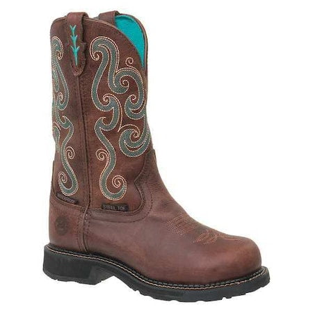 Women's Western Boot, 9 B, Steel Toe, 11 in H, Brown, WKL9991