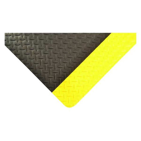 Antifatigue Mat, 9 ft. L x 3 ft. W, 1" Thickness, Vinyl, Diamond Plate, Black/Yellow