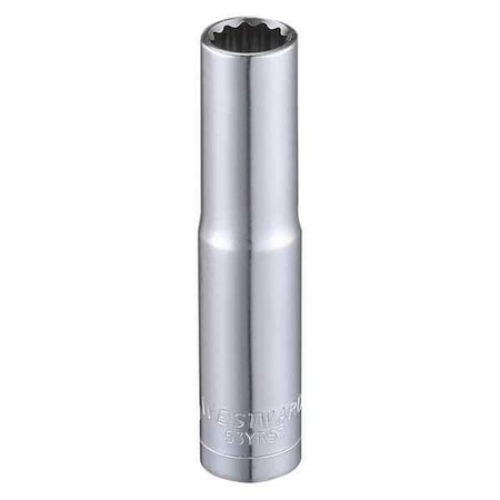 WESTWARD 1/4 in Drive, 7mm Triple Square Metric Socket, 12 Points,  Steel, Chrome, 7 mm