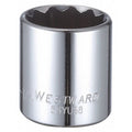 WESTWARD 1/2 in Drive, 1-1/4" Triple Square SAE, Socket, 12 Points,  Steel, Chrome, 1 1/4 in