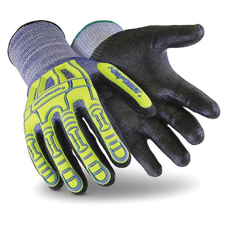 Hi-Vis Cut-Resistant Impact Coated Gloves, Cut Level A6 ,Polyurethane ,Foam ,S 1 PR