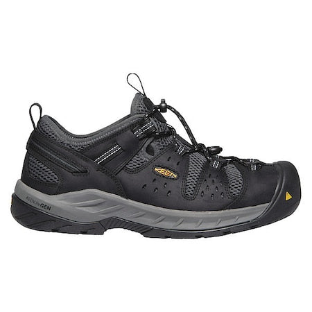 Men's Hiker Shoe, 7 1/2 Leather, Mesh Upper, Steel Toe, 3 in H, Black/Dark Shadow, 1023216