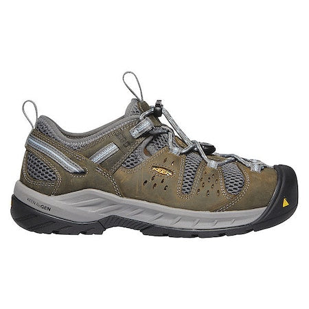 Women's Hiker Shoe, Leather, Mesh Upper, Steel Toe, 3 in H, Blue Fog/Gargoyle, 1023220