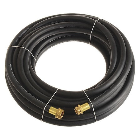 1/2 in ID x 75 ft L Garden Hose, EPDM Tube, Black, Brass x Brass Fitting