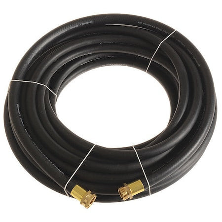 5/8 in ID x 100 ft L Garden Hose, EPDM Tube, Black, Brass x Brass Fitting