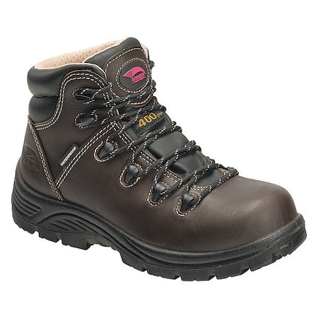 Women's 6-Inch Work Boot, 7 1/2, Composite Toe, 6 in H, Brown, A7130