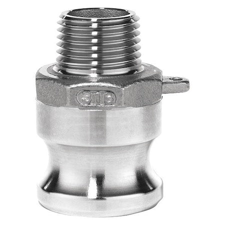 Cam and Groove Fitting, 304SS, F, 1/2" Adapter x 1/2" Male NPT