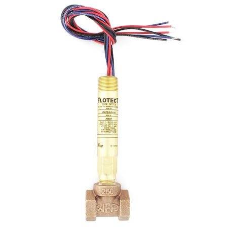 Mini-size flow switch, brass upper and lower body, 1/2" NPT, brass tee.