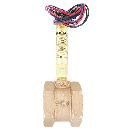 Mini-size flow switch, brass upper and lower body, 2" NPT, brass tee.