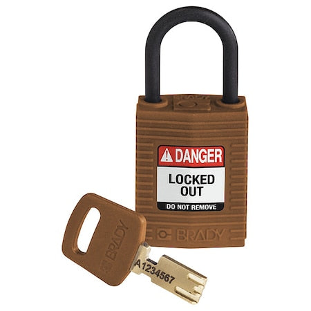Lockout Padlock, Keyed Different, Nylon, Brown, 1 in Shackle Height, 1 1/4 in Body Width