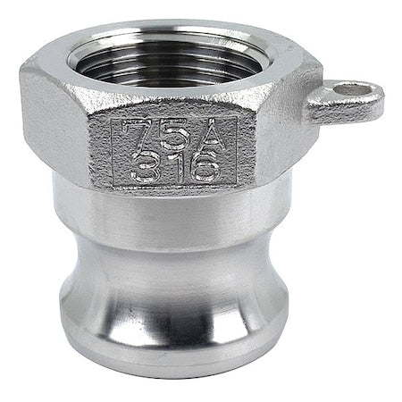 Cam and Groove Adapter, Threaded, SS