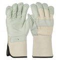 Leather Gloves, Cowhide, Gauntlet Cuff, Wing Thumb, Full Finger, Off-White, 2XL, 12 PK