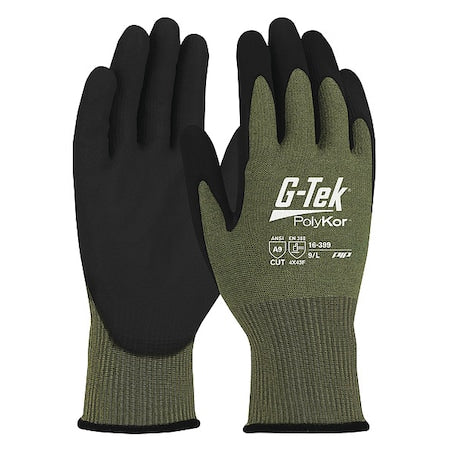 Cut-Resistant Glove, Cut Level A9 ,Dipped ,Water-Based Polyurethane ,Sandy ,XL 12 PK
