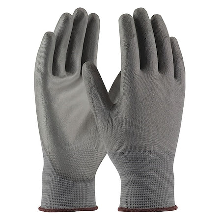 Coated Gloves, Polyurethane, Smooth, Palm, 2 Abrasion Level, Gray, M (8) 12 PK