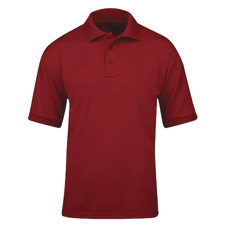 Men's Uniform Polo, 100% Polyester Pique, 3 Button, 1 Pocket(s), Red, L