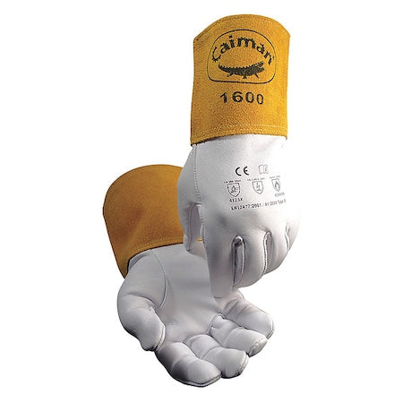 1600 Welding Gloves, Gauntlet Cuff, Straight Thumb, Premium Goatskin, S, 1 PR