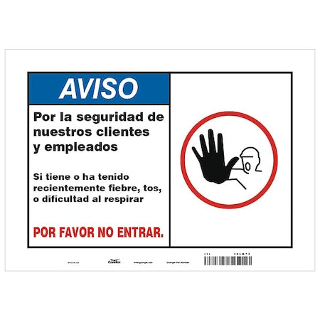 Covid 19 Sign 10X14, Spanish Symptoms Do, 10 in Height, 14 in Width, Polyester, Spanish