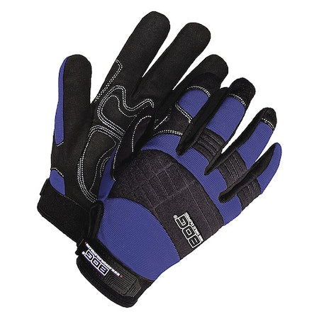 X-Site Mechanics Gloves, Synthetic Leather Palm, Spandex Back, S, Black/Blue