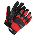 X-Site Mechanics Gloves, Synthetic Leather Palm, Spandex Back, XL, Black/Red