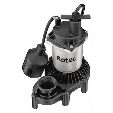 1/4 HP 1-1/2" Sump Pump,Zinc/Thermoplastic,1/4HP
