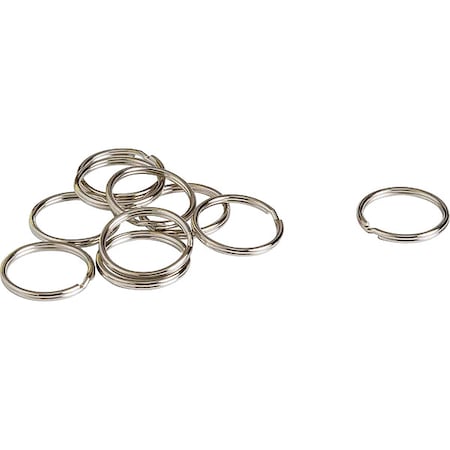 Split Key Ring, Metal, Gray, 10 PK