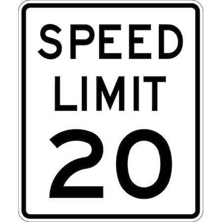 Speed Limit 20 Traffic Sign, 24 in H, 18 in W, Aluminum, Vertical Rectangle,R2-1-20-18DA