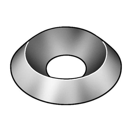 Countersunk Washer, Fits Bolt Size 1/4" ,Steel Nickel Plated Finish, 100 PK