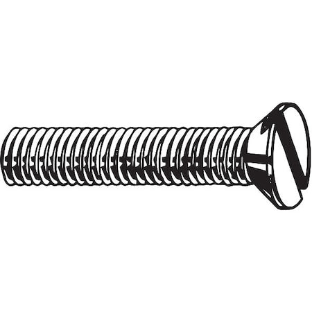M4-0.70 x 16 mm Slotted Flat Machine Screw, Plain 18-8 Stainless Steel, 100 PK