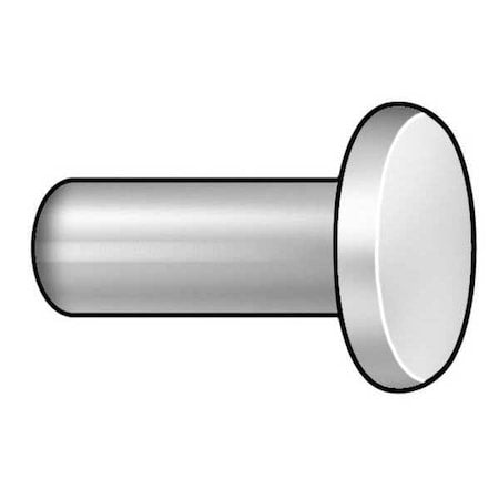 Solid Rivet, Flat Head, 0.1875 in Dia., 0.3125 in L, Stainless Steel Body, 100 PK