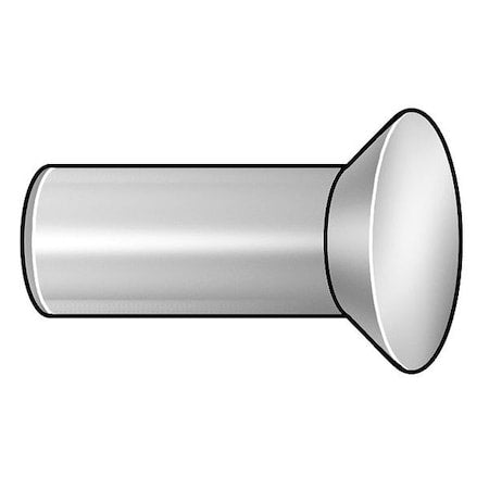 Solid Rivet, Countersunk Head, 0.1875 in Dia., 0.5 in L, Steel Body, 220 PK
