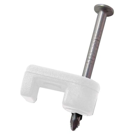 Cable Staples, Plastic, Steel, 100 PK