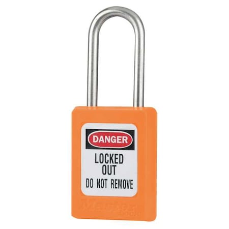 Lockout Padlock, Keyed Different, Thermoplastic, Orange, 1 1/2 in Shackle Height, 1 No. of Keys