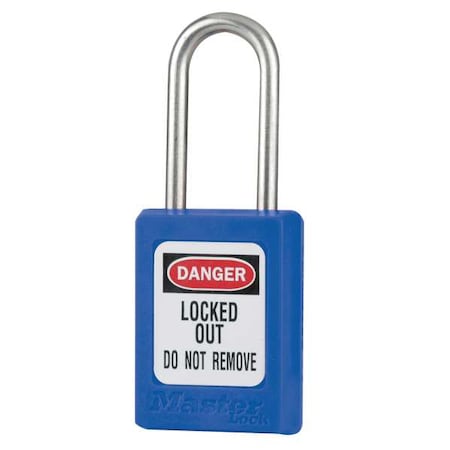 Lockout Padlock, Keyed Alike, Thermoplastic, Blue, 1 1/2 in Shackle Height, 1 3/8 in Body Width