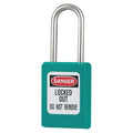 Lockout Padlock, Keyed Different, Thermoplastic, Teal, 1 1/2 in Shackle Height, 1 3/8 in Body Width