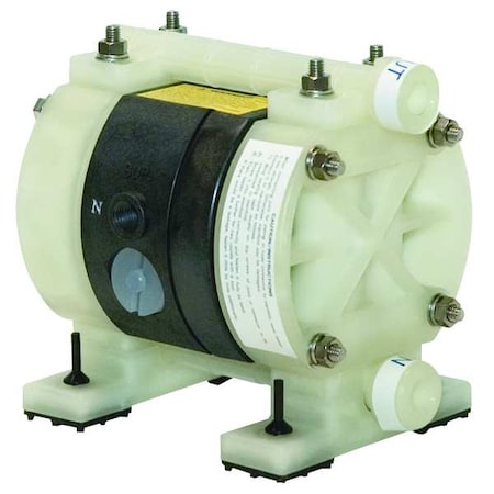 Double Diaphragm Pump, Polypropylene, Air Operated, PTFE, 3.25 GPM