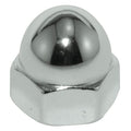 Low Crown Cap Nut, #8-32, Brass, Plain, 11/32 in H, 10 PK