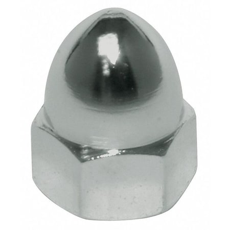 High Crown Cap Nut, #6-32, Steel, Plain, 27/64 in H, 10 PK