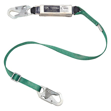 V-SERIES(TM) Shock-Absorbing Lanyard, Snap Hook, Aluminum, 1 Leg(s), 310 lb Weight Capacity