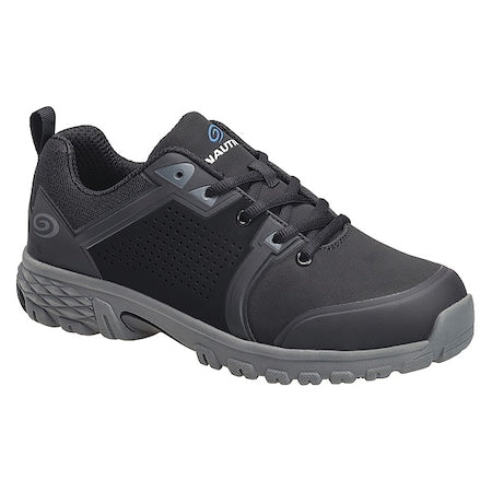 Men's Athletic Shoe, Alloy Toe, Leather, Microfiber Upper, EVA Outsole, Lace Up, Black, 8 W