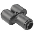 Push-Fit Wye Fitting, 3/8 in Tube Size, PVDF, Black