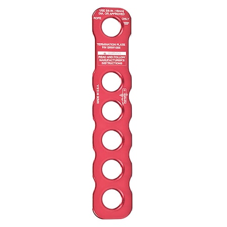 Termination Plate, 400 lb, Aluminum, For Use With: Rescue Ropes