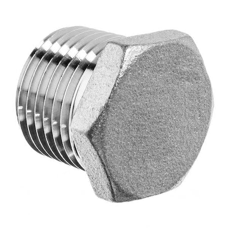 Hex Head Plug, 316 Stainless Steel, 3/8 in Nominal Pipe Size, Male BSPT, Class 150