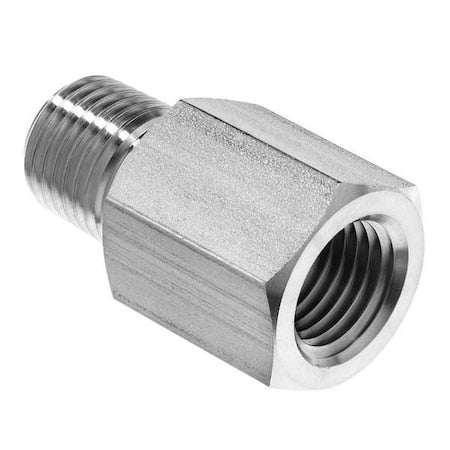 Straight Adapter, Steel, 3/4 in, Female BSPP x Male NPT, 4,600 psi