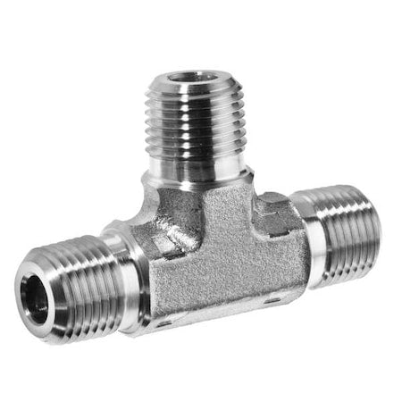 Male Tee, 304 Stainless Steel, 1/4 in NPT Threads, 7,500 psi Max Pressure
